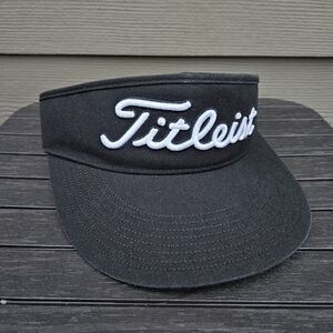 Titleist x Footjoy Players Classic Visor Black White Embroidered Velcro Back OS